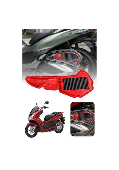 Honda Pcx Uyumlu Kırmızı Temizlenebilir Performans Hava Filtresi 2021-2026