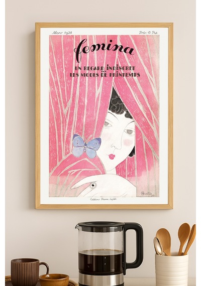 Femina Ahşap Çerçeveli Poster, Dekoratif Sanatsal Duvar Tablosu