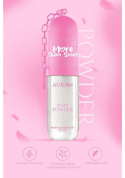 Auran Bebek Pudrası Vücut & Saç Spreyi Besleyici Ve Onarıcı Saç Parfümü Anahtarlıklı Vücut Parfümü Charm Body & Hair Mist Sprey 30 Ml