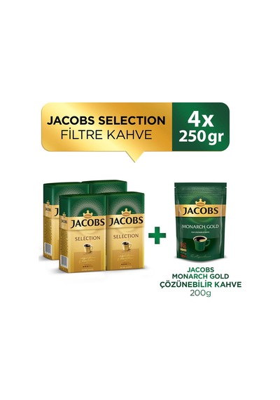 Jacobs Selection Filtre Kahve 4 x 250 G + Jacobs Gold Çözünebilir Kahve Filtre 200 G