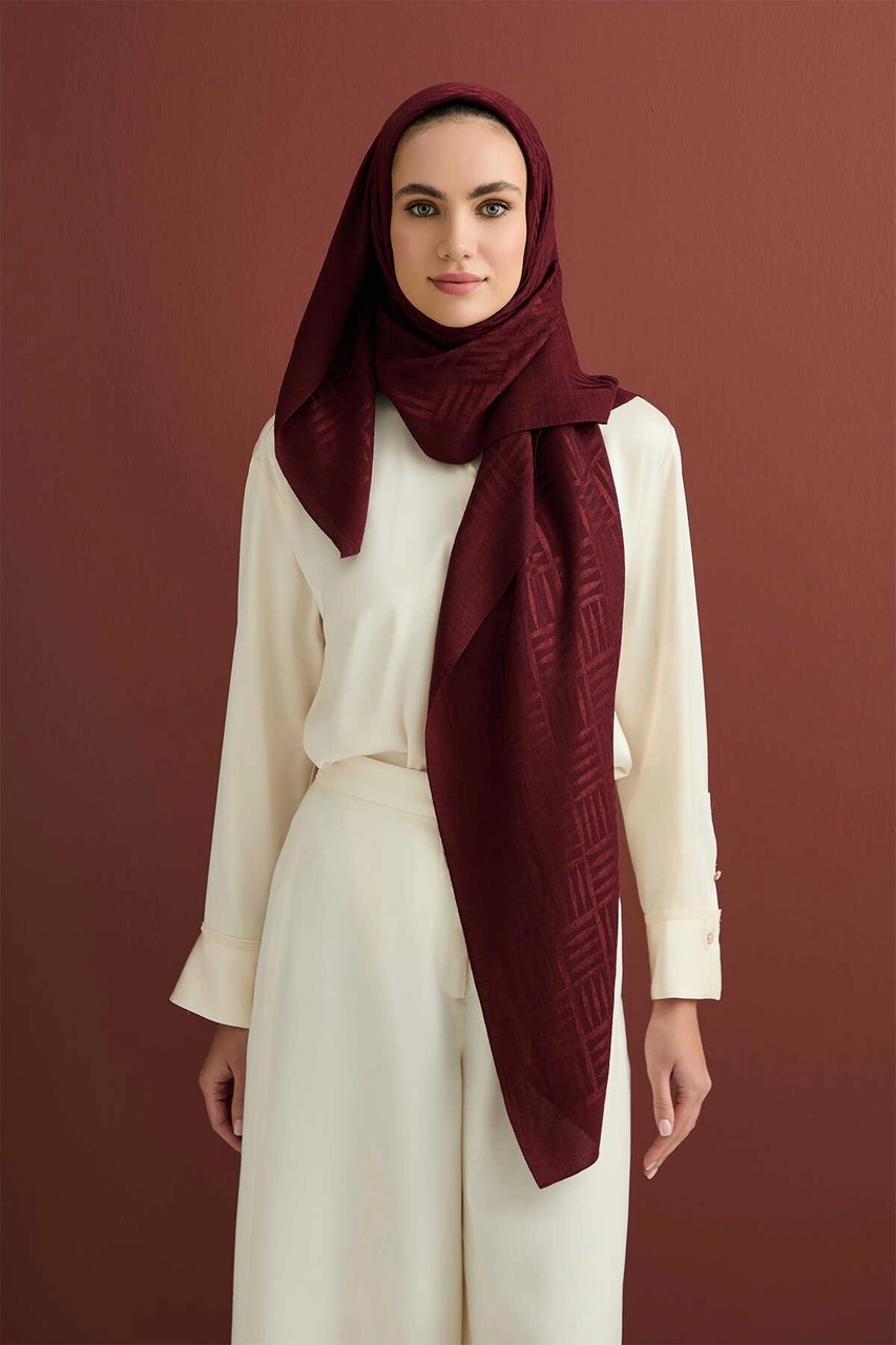 İmannoor İman Kare Naia Şal 70x210 241-3007 Bordo