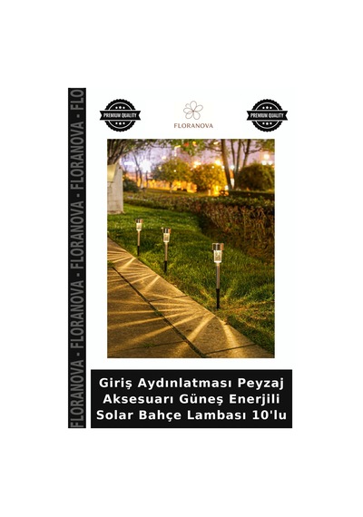 Giriş Aydınlatması Peyzaj Aksesuarı Güneş Enerjili Solar Bahçe Lambası 10'lu