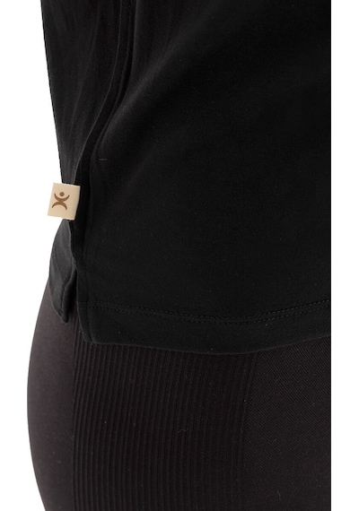 Inguz Modal Bisiklet Yaka Basic Yoga T-shirt SIYAH