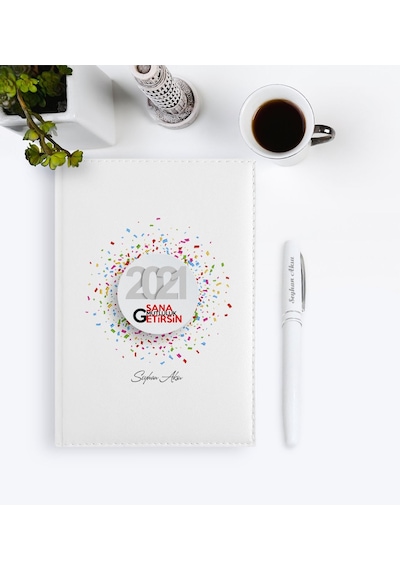 Kişiye Özel 2021 Sana Mutluluk Getirsin Temalı 2021 Ajanda Kalem