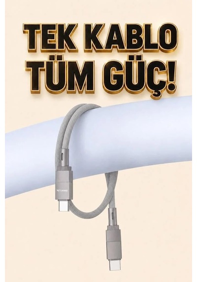 Veri Aktarımı Mobil Aksesuar İletişim Ucu Şarj Kablosu Type-c To Type-c Data Kablo U18 Gri
