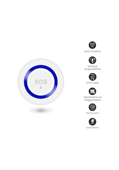 Fonri Akıllı Kablosuz Sos Panik Butonu Google Asistan Destekli, Wifi, Çoklu Bildirim, Pil Seviyesi, 2 Yıl Garantili, Tuya Destekli