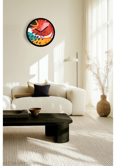 Modern Duvar Saati - 25cm - Önü Camlı Siyah Kasa - Sessiz Mekanizma-jh0710 Siyah