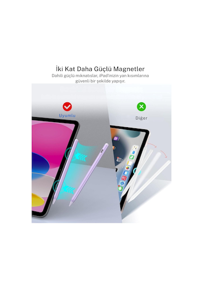 Apple iPad A16 A3354 A3355 İle Uyumlu Avuçiçi Red Ve Eğim Özellikli Uzun Şarj Süreli Dokunmatik Kalem Rose Gold