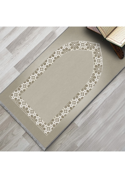 Evaşk Namazlık Dokuma Halı Kaymaz Muslumana Seccade80 x 130 Bej EVASK809A66