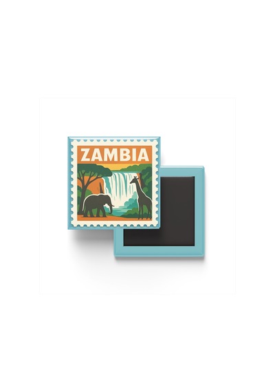9x9 Cm Buzdolap Magnetleri - Zambiya - Lusaka - 4'lü Set