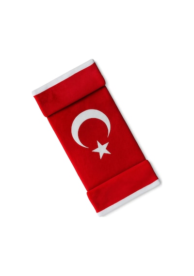 Türk Bayraklı & Ayyıldız Desenli Uzun Tüylü Yumuşak Torpido - Pandizot Koruyucu Pelüş Örtü Halı