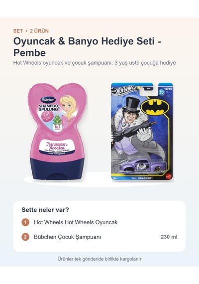 Oyuncak & Banyo Hediye Seti 2 Parça: Hot Wheels Hot Wheels Oyuncak + Bübchen Çocuk Şampuanı - Pembe