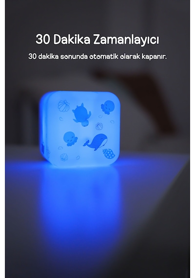 Cloud-b Ocean Şarj Edilebilir Sensörlü Gece Lambası 7x7cm Mavi