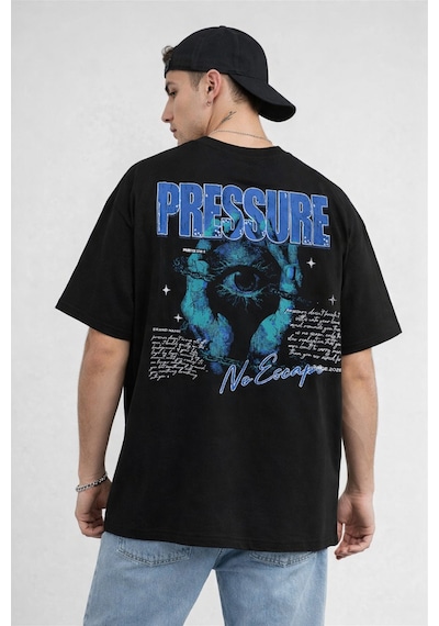 Yolo Street Unisex Oversize Siyah Tişört Pressure / No Escape Baskılı, 250 Gsm %100 Pamuk, Arka Baskı Siyah Yolo Street Unisex Oversize Siyah Tişört Pressure / No Escape Baskılı, 250 Gsm %100 Pamuk, Arka Baskı Siyah