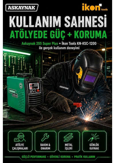 Askaynak 205 Super Plus İnverter Kaynak Makinesi + İkon Tools Kn-ksc-1200 Maske Seti