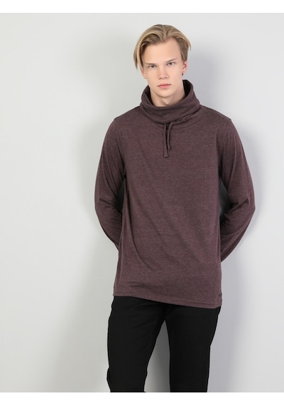 Colin's Regular Fit Yarim Balikci Erkek Mor Uzun Kol Tişört CL1036982_q1.v1_PUM