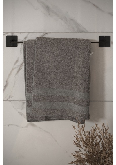 Siyah Yapışkanlı Vidalı Uzun Havluluk Banyo Havlu Askısı Siyah Diğer