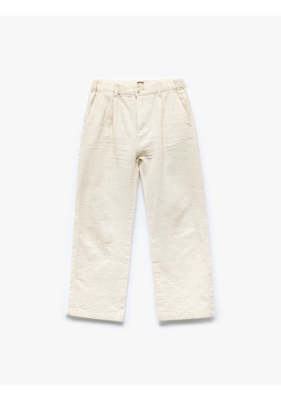Koton Beli Lastikli Düğmeli Keten Karışımlı Pamuklu Basic Pantolon Ekru 5skb40001tw Ekru Koton Beli Lastikli Düğmeli Keten Karışımlı Pamuklu Basic Pantolon Ekru 5skb40001tw Ekru
