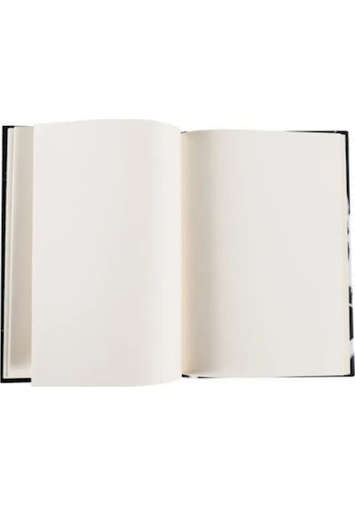 Mottolu Mermer Desenli Siyah Çizgisiz Defter İnce Kapak 64 Yaprak Siyah