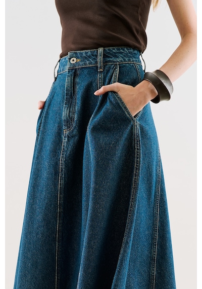 Manuka Uzun Dikişli Denim Etek Mavi Aw26etk00005-03027