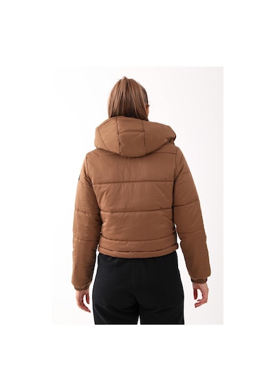 Maraton Sportswear Regular Kadın Kapşonlu Uzun Kol Basic Taba Mont 21288-taba Taba