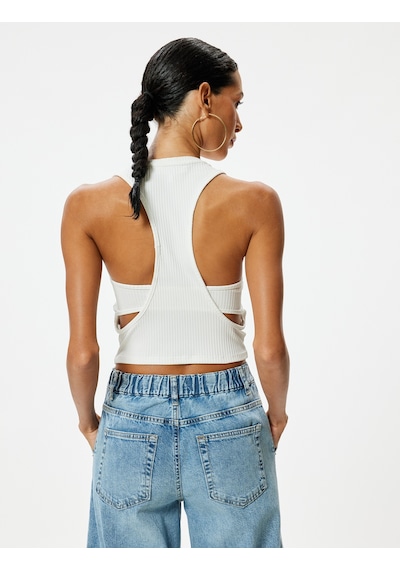 Koton Halter Yaka Atlet Fitilli Sırt Detaylı Kolsuz Slim Fit Ekru 4sal30353ık Ekru