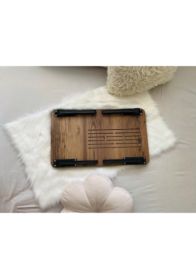 Axolotl Foldaway Telefon Ve Tablet Bölmeli Katlanır Ayaklı Laptop Sehpası Notebook Bilgisayar Ç Kahverengi