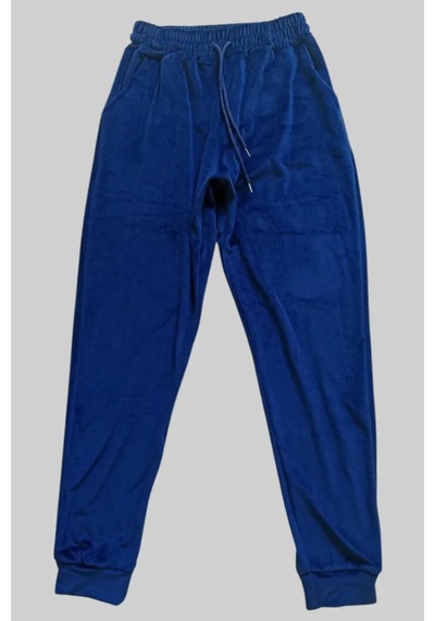 Najmaddin.com Tedar Parlak Kadife Cepli Pantolon Eşofman Pijama Altı Unisex Lastikli Paça Lacivert Najmaddin