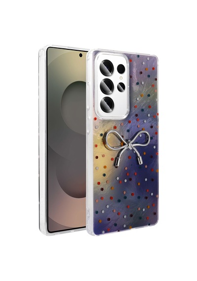 Galaxy S23 Ultra Kılıf Kamera Korumalı Figürlü Zore Ponti Silikon Kapak Lila