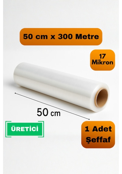 Palet Streç Film 50 Cm 300 Metre 17 Mikron Eşya Sarma Paketleme Taşınma Nakliyat Ambalajı