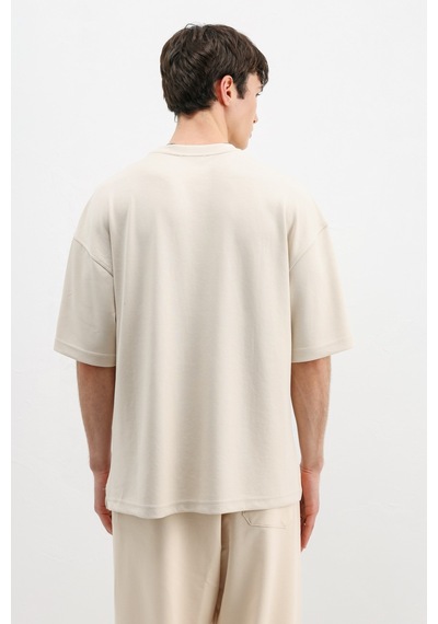 Modal Karışımlı Oversize Tişört Taş