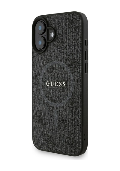Apple Uyumlu iPhone 16 Plus Kılıf Guess Lisanslı M-safe Bilek Askı İpli Yazı Logolu Kapak Siyah
