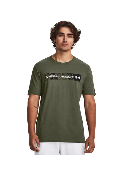Under Armour Camo Chest Stripe Erkek Yeşil Yuvarlak Yaka Tişört Yeşil