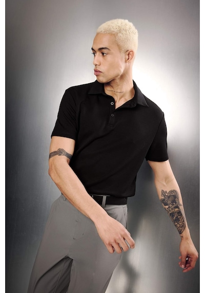 Defacto Defactofit Standart Fit Polo Yaka Sporcu Modal Kısa Kollu Tişört F9834ax25hsbk27 SIYAH