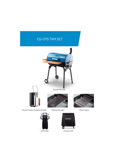Rehome Guruss Cg-075 Barbekü Mangal Kömürlü 75 Cm Mavi Tam Set