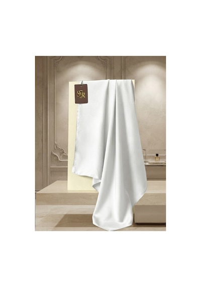 Flora Tekstil Kristal Eşarp Parlak Saten Dokulu Tesettür Abiye Eşarp 95x95 Cm Beyaz