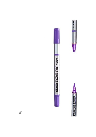 Çift Taraflı Akrilik Marker Kalemi - 1 Adet- Mor Karışık