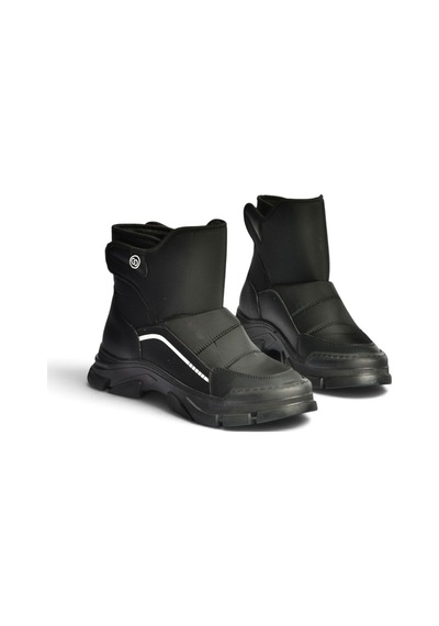 Fox Shoes Z820260304 Siyah Kumaş Cırt Cırtlı Kalın Tabanlı Kışlık Şişme Kar Botu