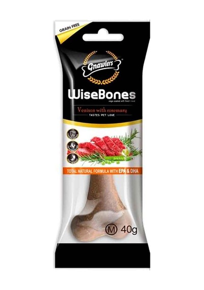 Gnawlers Wise Bones Geyik Etli Ve Biberiyeli Köpek Ödül Kemiği 40 Gr
