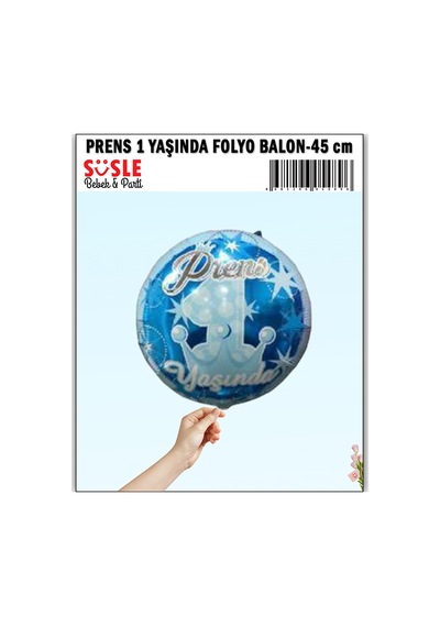 Prens 1 Yaşında Folyo Balon - 45cm Çok Renkli