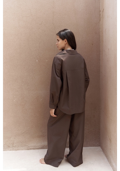 Mai Collection Mai Studios Co. Mirabella Kahve Gömlek Pantolon Takım Kahve