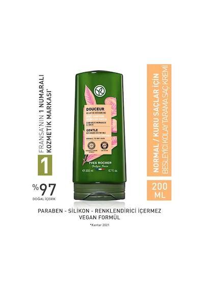 Yves Rocher Douceur Normal Kuru Saçlar İçin Besleyici Kolay Tarama Saç Kremi 200 ML