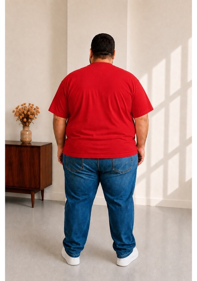 Sngl Tekstil Erkek Büyük Beden Kısa Kollu Ay Yıldızlı Tişört 3xl 4xl 5xl 6xl 7xl 8xl 9xl Kırmızı