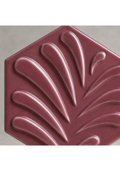 Armada Çini 15x17 Cm Çiçekli Koyu Pembe Altıgen Seramik
