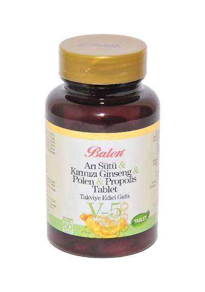 Balen V5 Arı Sütü Kırmızı Ginseng Polen Propolis Tableti 1000 MG