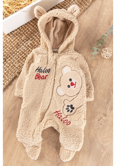 Babymod Ayıcık Figürlü Kapüşonlu Kışlık Welsoft Bebek Tulum 001