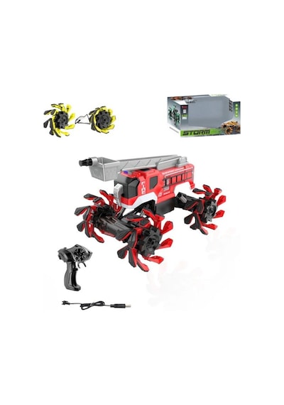 TıfılToys Uzaktan Kumandalı Şarjlı Akrobasi Tekerlekli-hareketli Merdivenli Off-road İtfaiye Aracı 30 Cm Kırmızı