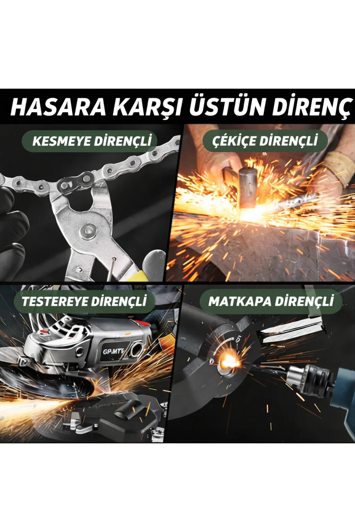 Taşınabilir Kelepçe Kilit - Kırılmaz Kelepçe & Çelik Zincir - Anahtarlı Siyah