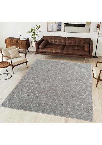 Çam Halı Mono Mn 6046 Bej İskandinav Desenli Örgü Dokuma Kilim - 80x150