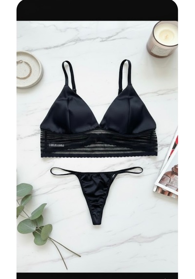 Trend Dokunuş Kadın Siyah Balensiz Bralet Sütyen Külot İç Çamaşır Takımı